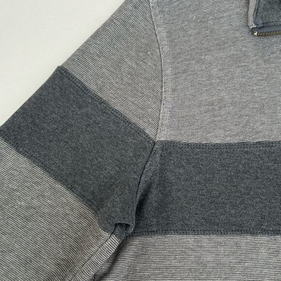 Banana Republic 1/4 Zip Gorpcore Two-Tone Long Sleeve Pullover Men L Cotton Gray - Picture 2 of 9